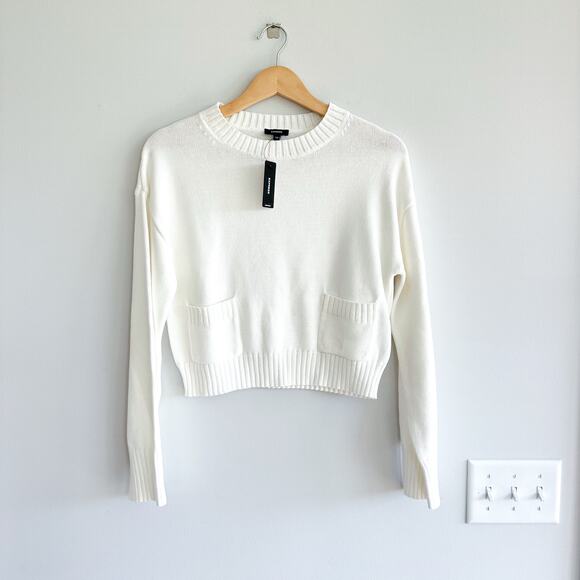 Express Knit Cropped Sweater White XS NWT - Picture 1 of 9